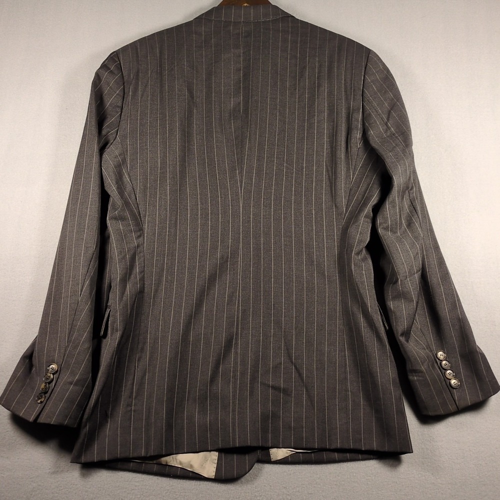 Hugo Boss Bertolucci Movie Suit Coat 44 LONG Gray Pinstripe Wool Sport Jacket - Picture 7 of 8